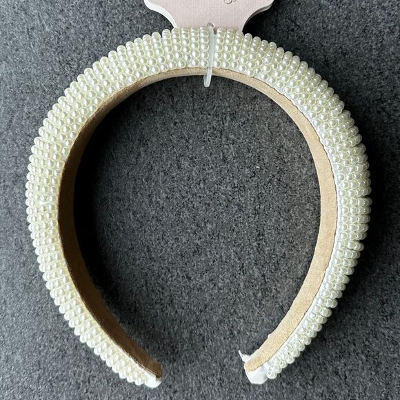 NWT Sincerely Jules Cream Off-White Faux Pearl Puffed Chunky Headband - Picture 13 of 15
